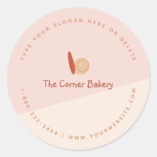 Pink Terracotta Bread Simple Modern Bakery Product Classic Round Sticker