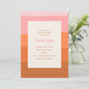 Pink Terracotta Color Block Modern Bridal Shower Invitation