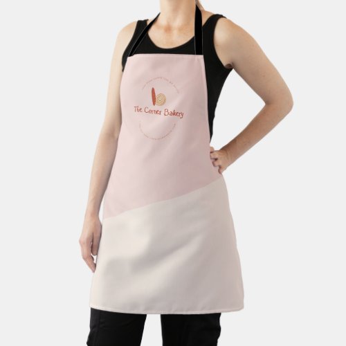 Pink Terracotta Logo Simple Modern Bakery Business Apron