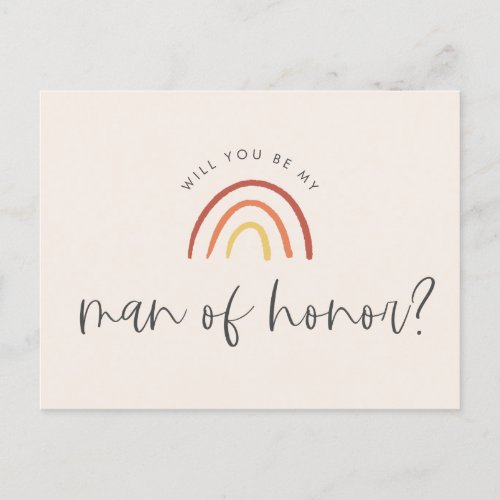 Pink Terracotta Rainbow Man of Honor Proposal Invitation Postcard