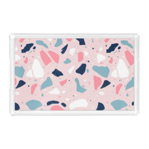 Pink Terrazzo Pattern Acrylic Tray