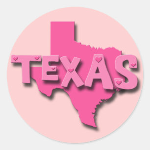 PINK TEXAS CLASSIC ROUND STICKER