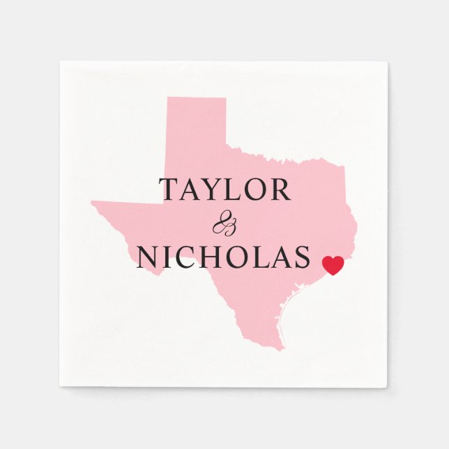 Pink Texas Wedding Napkins (Front)