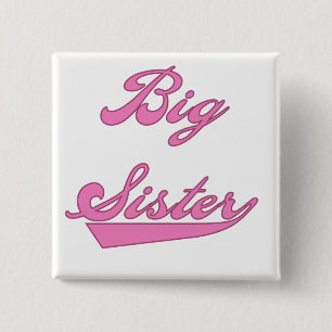 Pink Text Big Sister Tshirts and Gifts Pinback Button