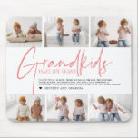 Pink Text | Grandkids Make Life Grand Photo Mouse Pad<br><div class="desc">"Grandkids make life grand" in pink modern calligraphy lettering overlays and 6 photo collage. Perfect for any grandparent! - mama, grandma, nana, meema, abuelito, grammie, grammy, momma, mimi, nanny, memaw, nanie, yiayia - papa, pépé, grandad, grandpapa, grand-pére, grampa, gramps, grampy, geepa, paw-paw, pappou, pop-pop, poppy, pops, pappy, nonno, opa, baba,...</div>