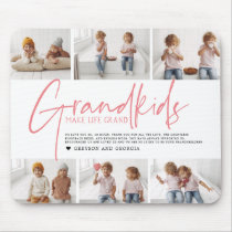 Pink Text | Grandkids Make Life Grand Photo Mouse Pad