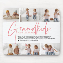 Pink Text Grandkids Make Life Grand Photo Mouse Pad