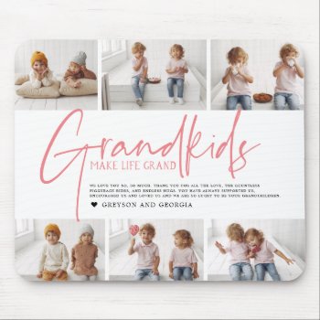 Pink Text | Grandkids Make Life Grand Photo Mouse Pad by IYHTVDesigns at Zazzle