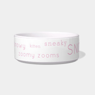Pink Text Personalized Pet Nicknames Bowl
