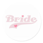 Pink Text with Hearts Bride Classic Round Sticker