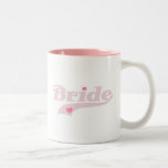 Pink Text with Hearts Bride Two-Tone Coffee Mug