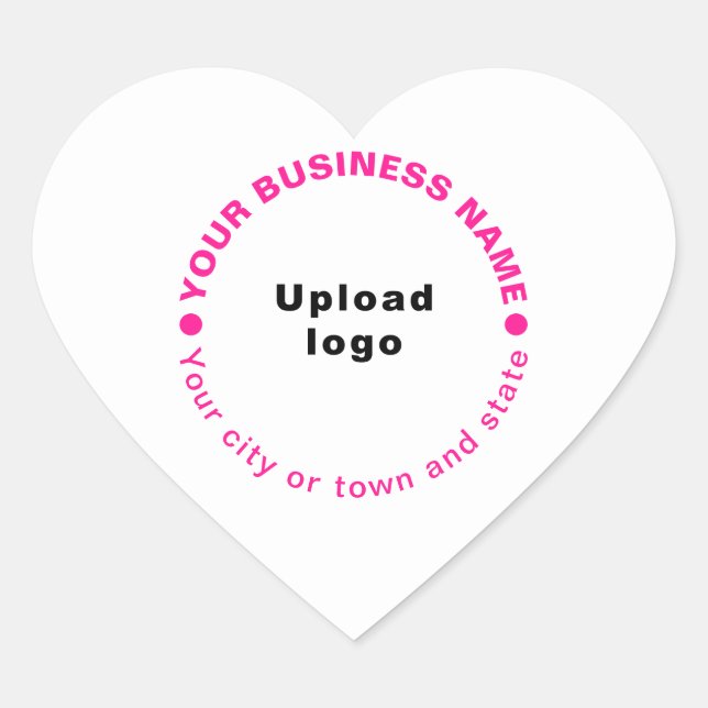 Pink Texts Business Brand on Heart Shape Sticker (Front)