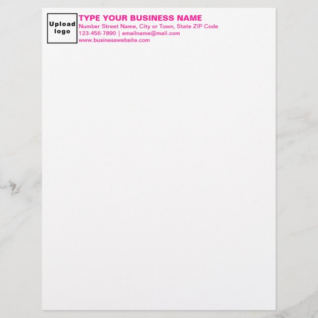 Pink Texts Heading of Business Letterhead (Front)
