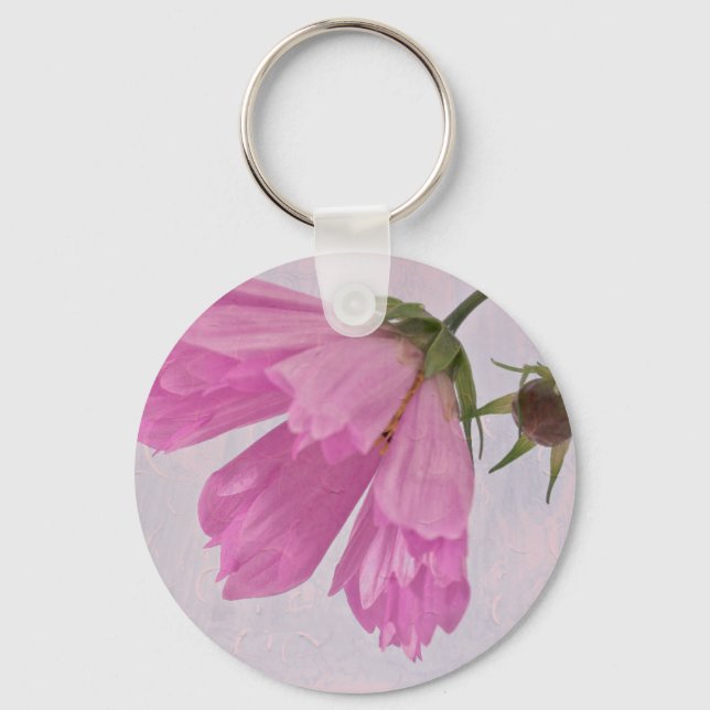 Pink Textured Cosmo Flower Keychain (Front)