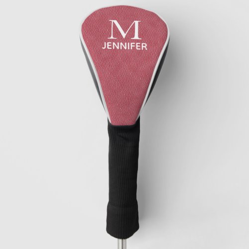 Pink Textured Leather Monogram Personalized Name Golf Head Cover