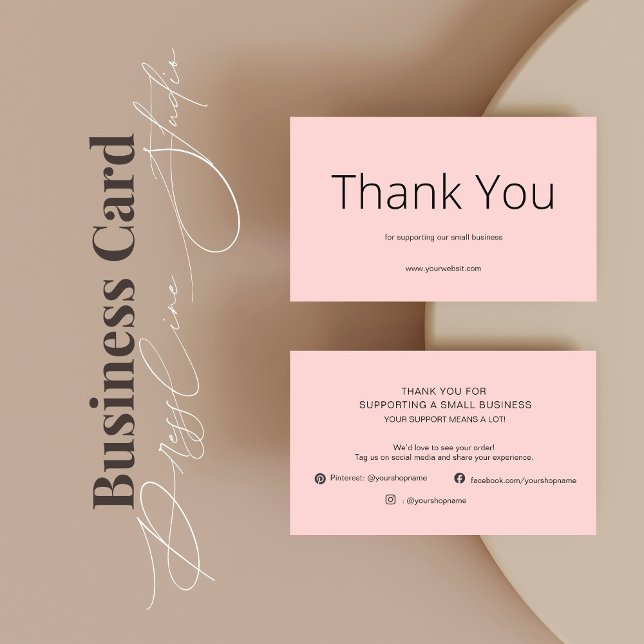 Pink Thank You Card Social Media Small Business (Creator Uploaded)