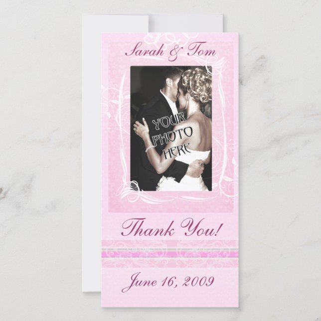 Pink Thank You Customized Photo Card (Front)