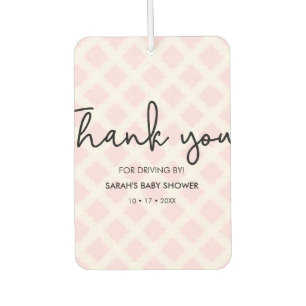Pink Thank you Drive by Baby Shower favor heart Air Freshener
