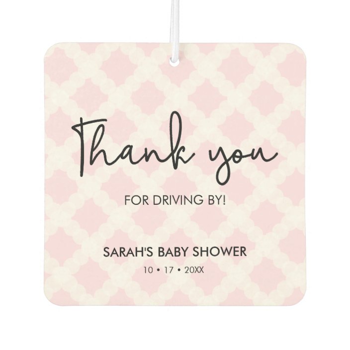 Pink Thank you Drive Thru Baby Shower favor Air Freshener