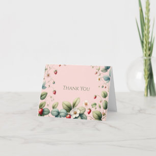 Pink Thank You Elegant Strawberry Thank You Cards