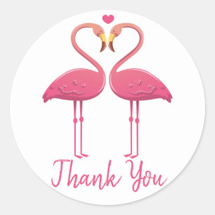 Pink Thank You Flamingo Tropical Wedding Luau Classic Round Sticker