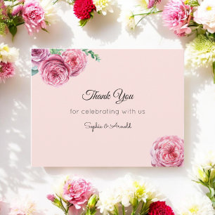 Pink Thank You Floral Note Card