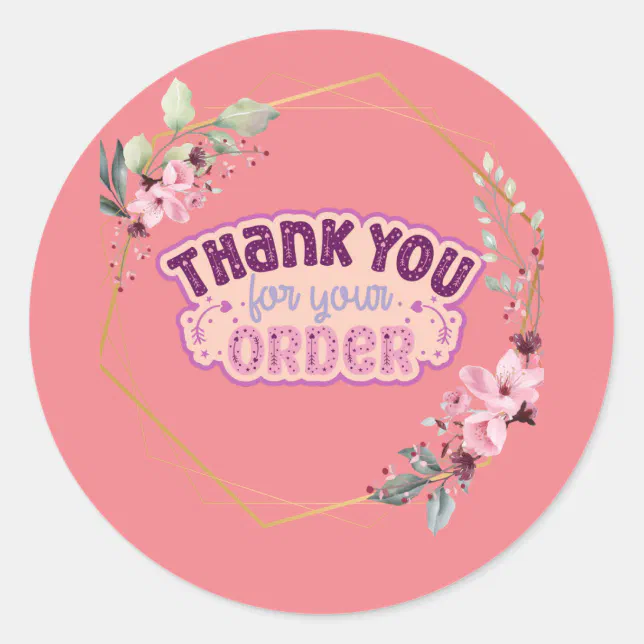 Pink Thank You For Order Sticker 