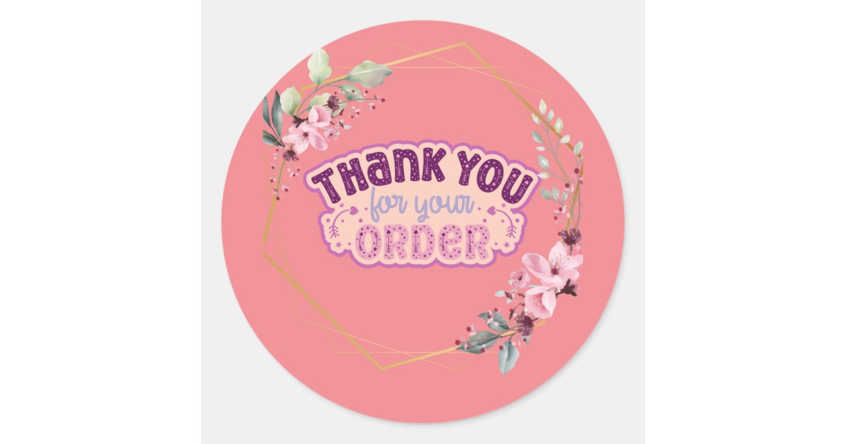 Pink Thank you for Order Sticker | Zazzle
