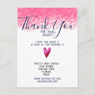 PINK Thank you for your order Business Insert Postcard