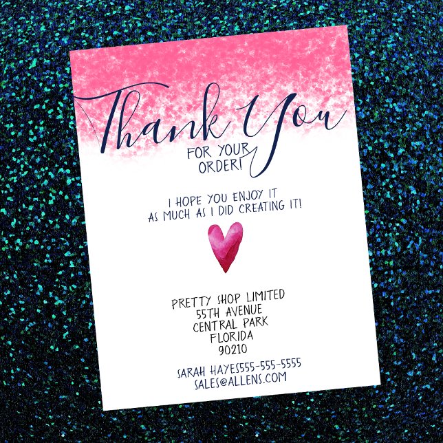 PINK Thank you for your order Business Insert Postcard (Creator Uploaded)