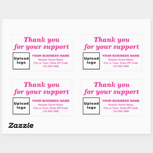 Pink Thank You For Your Support on White Rectangular Sticker