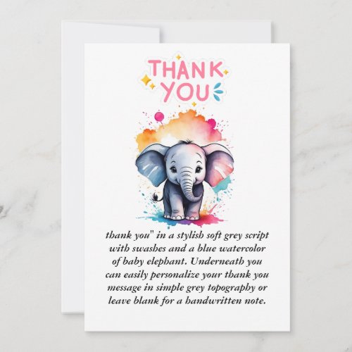 pink thank you lettering elephant rainbow