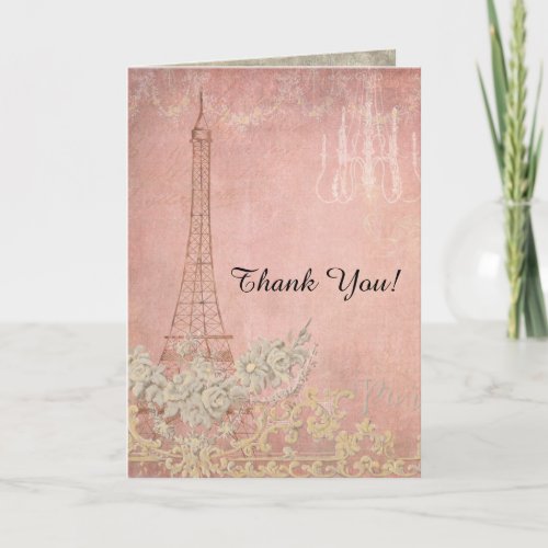 Pink Thank You Notes Paris City of Love Wedding