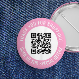 Pink Thank You & Scan Me Promotional QR Code Button