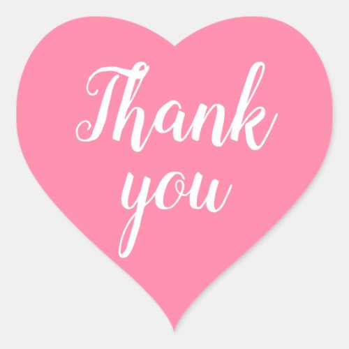 Pink thank you simple minimalist heart sticker