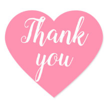 Pink thank you simple minimalist heart sticker