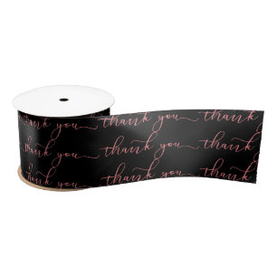 Pink Thank You Text design Satin Ribbon
