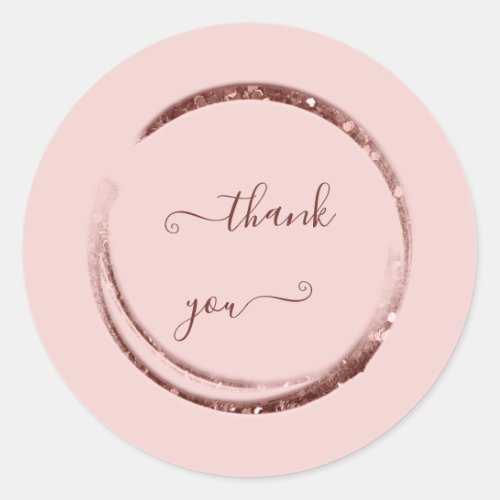 Pink Thank You White Powder Rose Glitter  Classic Round Sticker