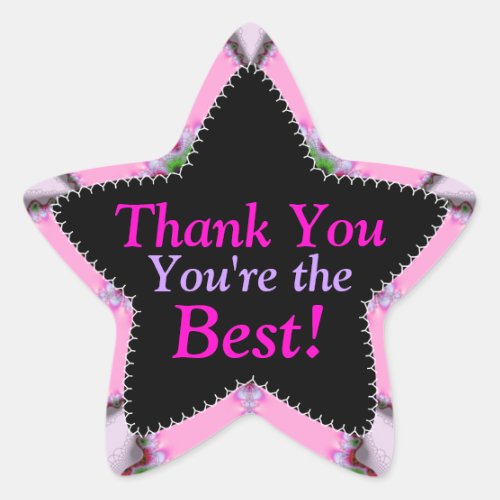 Pink Thank You  Youre the Best Star Sticker