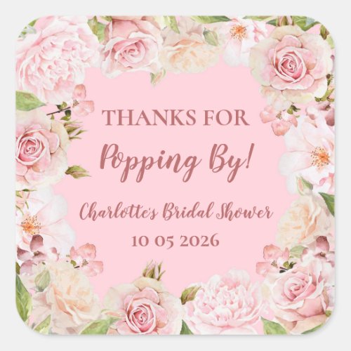 Pink Thanks for Popping By Bridal Shower Tag