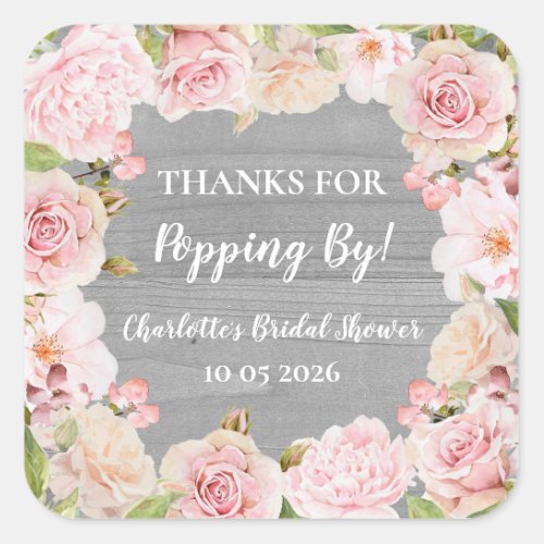 Pink Thanks for Popping By Bridal Shower Tag