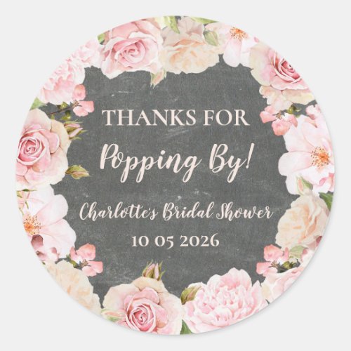 Pink Thanks for Popping By Bridal Shower Tag