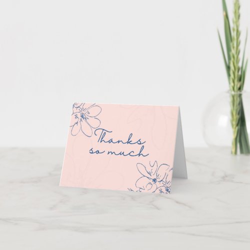 Pink "Thanks So Much" Hand-Drawn Wildflower Letterpress Thank You Card