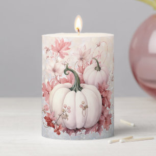 Pink Thanksgiving Pumpkins Pillar Candle