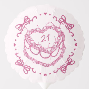 Pink That Girl Heart Coquette Cherry Cake Birthday Balloon