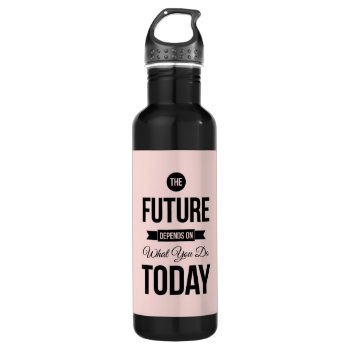 Pink The Future Inspirational Quote Water Bottle by ArtOfInspiration at Zazzle