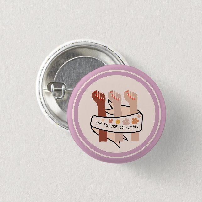 Pink The future is female feminist Button (Front & Back)
