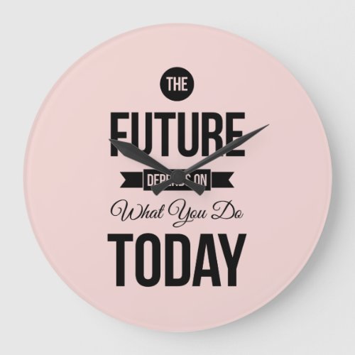 Pink The Future Wise Words Quote Large Clock