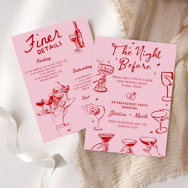 Pink The Night Before Wedding Rehearsal Dinner Invitation (Creator Uploaded)
