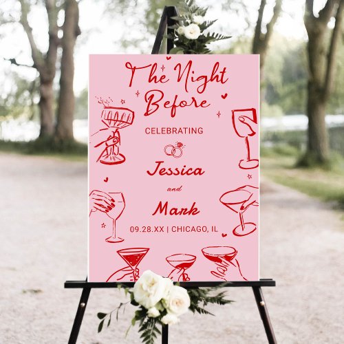 Pink The Night Before Wedding Welcome Sign